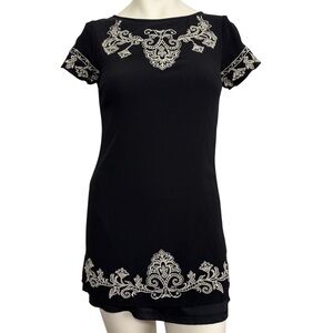 Lulus black floral embroidered mini dress